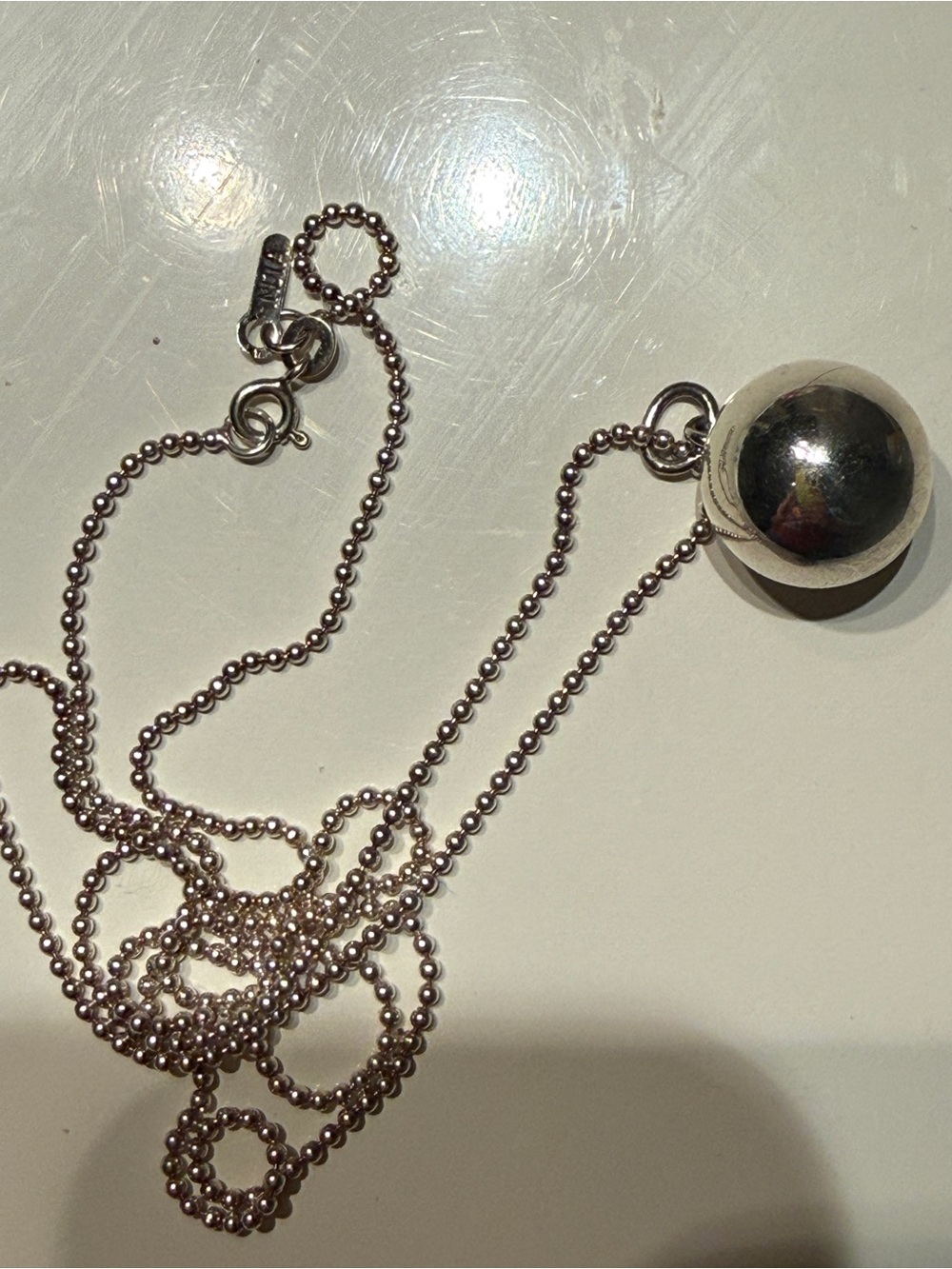 Sterling Silver Ball Pendant Necklace - Silver